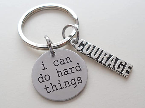 I Can Do Hard Things Keychain with Courage Charm, Encouragement Keychain