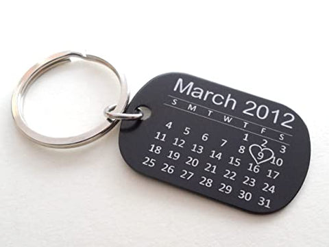 Custom Personalized Aluminum Anniversary Calendar Keychain, Anniversary Gift, Husband Wife Key Chain, Boyfriend Girlfriend Gift, Customized Couples Keychain