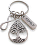 Teardrop Shaped Family Tree Keychain With Infinity Charm - Our Roots Are As One