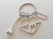 Heartbeat Medical Charm Keychain with Bone Charm; Doctor Office or Hospital Staff Thank you Keychain