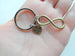 Double Bronze Infinity Charm Keychains with I Love You Heart Charms; Couple Keychains, Best Friends Keychains