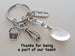 Baker's Keychain, Spoon Charm, Muffin, Whisk Charm, and Thank You Charm, Bakery Employee or School Lunch Staff Appreciation Keychain