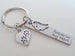 Forever in My Heart Engraved Steel Rectangle Tag Keychain with Small Wing Charm and Heart Charm with Paw Prints, Pet Memorial Keychain