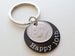 Custom Engraved Anodized Aluminum Disc Anniversary Keychain With Dime, Couples Keychain