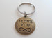 Bronze I Love You Infinity Symbol Disc Charm Keychain - Couples Keychain