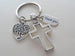 Cross Keychain with Heart Tree and Thank You Tag Charm, Religious Keychain, Teacher or Neighbor