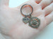 Bronze Compass Charm Keychain with 8 Tally Mark Heart Charm - I'd Be Lost Without You; Couples Keychain