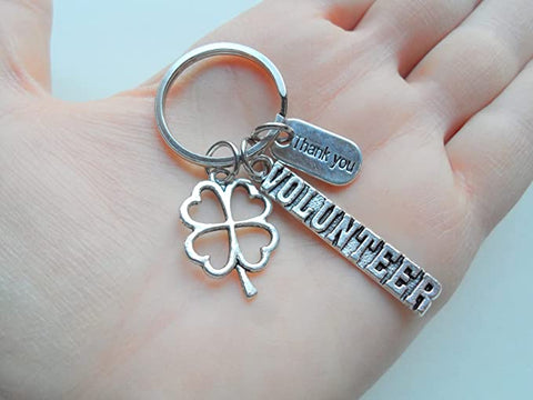Volunteer Appreciation Gift, Thank You Tag and Clover Charm Keychain, Lucky to Work with You!