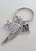 Wing Charm Keychain with Teddy Bear & Little Baby Shoes Charm, Baby Loss Memorial Keychain