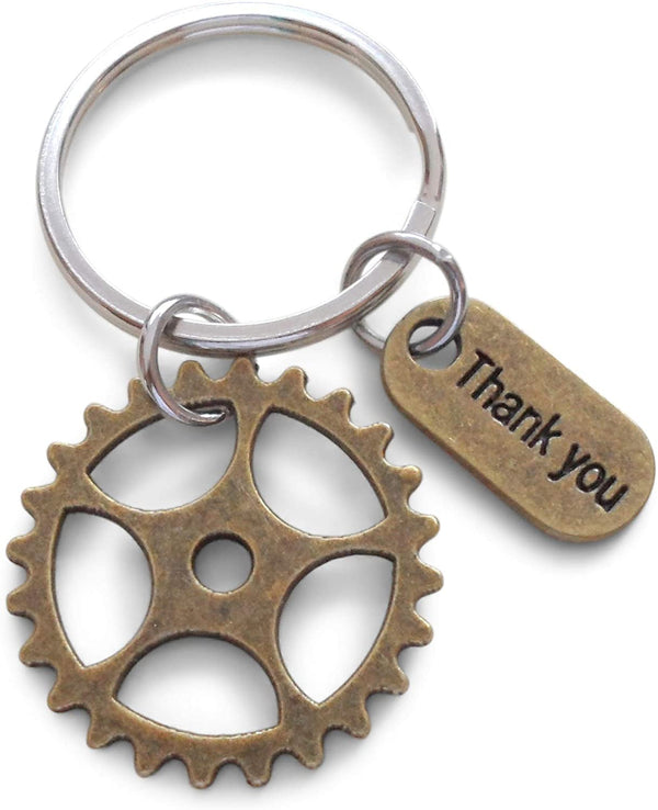 Bronze Gear Keychain Appreciation Gift - Thanks for Being an Essential Part of Our Team