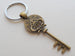 Custom Bronze Key Charm Keychain with Engraving, Couples Anniversary Keychain