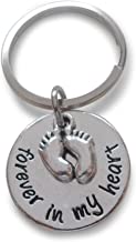 Baby Memorial Keychain • "Forever in my Heart" w/ Baby Feet Charm | Jewelry Everyday