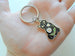 Black Cat Charm Keychain with Daisy Flowers, Cat Person Keychain, Cat Lady Keychain