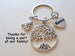 Tree Keychain with Teddy Bear Charm & Nanny Heart Charm, Family Nanny Appreciation Keychain