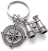 Binoculars and Compass Keychain - "Adventure Awaits You"