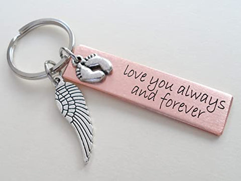 Custom Engraved Baby Memorial Charm Keychain with Wing Charm, Infant Loss Gift, Miscarriage Stillborn, Memorial Keychain