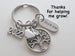 Small Tree Keychain with Thank You Charm & Apple Charm Keychain, Teacher Appreciation Keychain - Thanks for Helping Me Grow