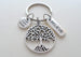 Tree Keychain with Believe Tag Charm & Small Love Faith Hope Disc Charm, Religious Keychain