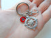 Compass Charm Keychain with Anchor & Red Circle Charm with Heart- I'd Be Lost Without You; Couples Keychain