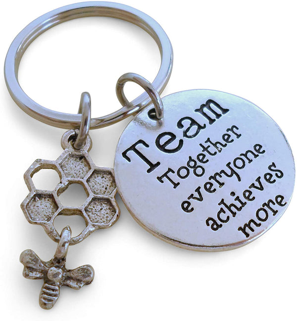 Employee Appreciation Gifts • Team Disc and Bee & Beehive Charm Keychain by JewelryEveryday w/ "You are an essential part of our team" Card.