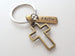 Bronze Cross Keychain with Faith Tag Charm, Religious Keychain