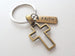 Bronze Cross Keychain with Faith Tag Charm, Religious Keychain