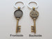 Custom Bronze Key Charm Keychain with Engraving, Couples Anniversary Keychain