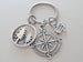 Camping Charm Keychain with Mountain & Pine Tree Scene Charm, Compass Charm & Camp Sign Charm