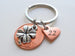 Custom Penny Keychain With Clover Charm and Copper Heart Charm Anniversary Gift, Husband Wife Key Chain, Boyfriend Girlfriend Gift, Couples Keychain