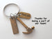 Bronze Hammer Charm Keychain with Ruler Charm and Thank You Charm, Handy Worker Keychain