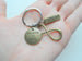 Bronze Infinity Charm Keychain with Forever Tag and Believe in Love Disc Charm; Anniversary Couples Keychain