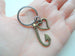 Bronze Fish Hook Keychain with Heart Charm - I'm Hooked On You; Couples Keychain