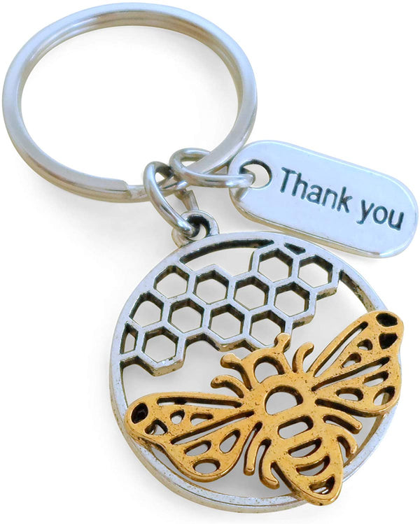 Employee Appreciation Gift Keychain, Bee & Beehive Charm Keychain, Employee Gift, Coworker Gift Work Team Gift, Thank you Gift, Teacher Gift