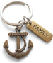 Bronze Anchor & Family Charm Keychain, Family Gift, Family Reunion Gift