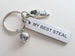 "My Best Steal" Engraved on Aluminum Tag Keychain With Basketball & Sneaker Shoe Charm, Basketball Player Keychain