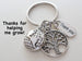 Small Tree Charm Keychain with Globe Charm, and Thank You Charm, Teacher, Employee, or Volunteer Appreciation Keychain