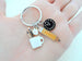 Office Staff Appreciation Keychain, Clock, Pencil & Mug Charm Keychain; Secretary, Receptionist, or Employee Keychain