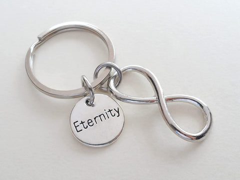 Infinity Charm Keychain with Eternity Disc Charm; Couples Keychain