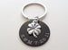 Custom Engraved Anodized Aluminum Disc Anniversary Keychain With Clover Charm, Couples Keychain