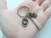 Bronze Baseball Bat, Mitt, and Baseball Cap Charm Keychain, Softball or Baseball Team Player Keychain