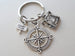 Camping Charm Keychain with Compass Charm, Backpack Charm & Camp Sign Charm