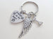 Always in My Heart & Paw Prints on Heart Charm Keychain with Wing Charm and Bone Charm, Pet Memorial Keychain