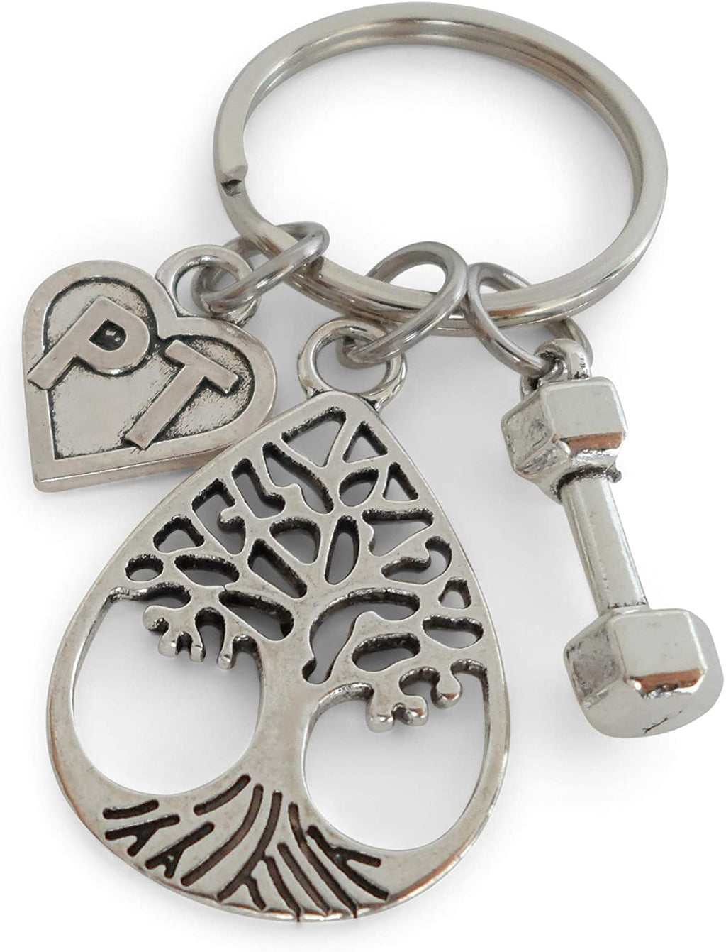 Physical Therapist Appreciation Gift Keychain for PT, Thank You Gift for Physical Therapist Staff, Weight & Teardrop Tree Charm