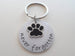 Custom Engraved Aluminum Disc & Black Paw Charm Keychain, Pet Loss Gift, Dog Memorial Keychain