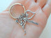 Cheerleader Charm Keychain with Heart & Cheerleader Word Charm, Cheerleading Keychain