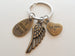 Mother Memorial Keychain, Bronze Wing Charm, Mom Heart Charm, & I Miss You Charm