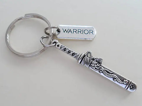 Samurai Sword Charm Keychain with Warrior Tag Charm
