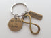 Bronze Infinity Charm Keychain with Forever Tag and Believe in Love Disc Charm; Anniversary Couples Keychain