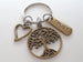 Bronze Tree Keychain with Trust Tag Charm & Heart Charm