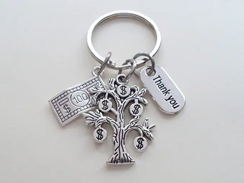 Money Tree Charm Keychain, Accountant or Business Student or Teacher Appreciation Thank You Keychain